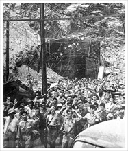 Photograph of the restaged Japanese Surrender of the Malinta Tunnel in World War Two