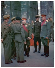 Photograph of Russian Army Marshalls and Soviet Officers Greeting British Field Marshall Bernard Montgomery 1945