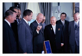 Photograph of Nikita Khrushchev and President Dwight Eisenhower