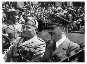 Photograph of Benito Mussolini and Adolf Hitler