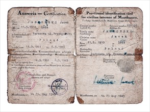 World War Two Post-Liberation Identification Paper