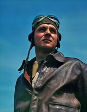 Colour photograph of a World War Two American YB-17 Bomber Pilot