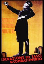 Italian Fascist propaganda poster depicting Mussolini 1935