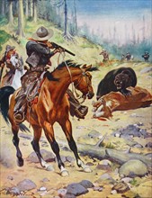 Cowboy shoots a grizzly bear