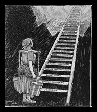American cartoon of 1920. The sky is now her limit.
