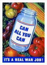 World War two American propaganda poster promoting canned food