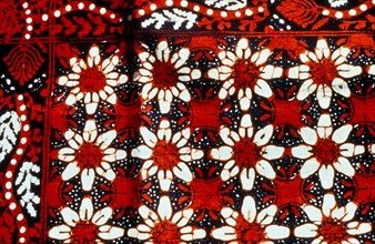 Indonesia batik textile with flower designs, early 20th century, Indonesia