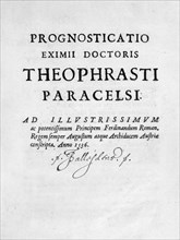 Title page from 'Prognostications', 1536 by Paracelsus