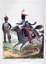 Uniformed cavalryman of the French Hussars, Royal Guard Regiment, 1823