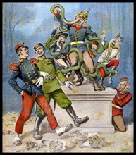 Cartoon showing the Triple Alliance between Germany, Italy and Austria