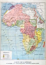 French map of territories controlled by the colonial empires in Africa