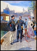 The French river police and mounted bicycle policeman