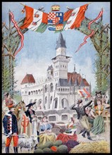Illustration showing the Hungarian Pavilion at the Exposition Universelle of 1900