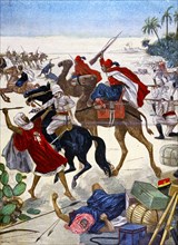 Illustration showing the French and Arab colonial forces fighting in Algeria