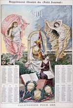 Illustration in the style of a calendar for 1901
