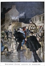 Illustration showing arrests by French Police agents acting against prowlers 1900