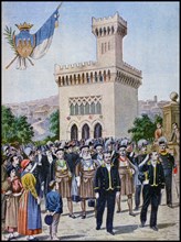 Illustration showing the San Marino Republic's Pavilion, at the Exposition Universelle of 1900