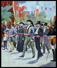Illustration showing the procession of the Mayors of France, at the Exposition Universelle of 1900