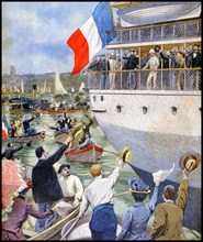 Departure of Colonel Marchand with French expeditionary forces to crush the Boxer Rebellion, in China