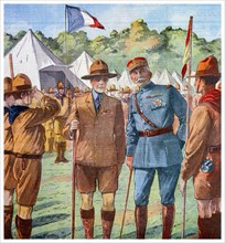Illustration showing the inspection of French scouts by Edward VIII
