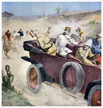Illustration showing the attempted assassination of the French High Commissioner in Syria, General Gouraud in 1921