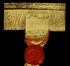 photograph of seal bearing Shakespeare's signature, from Blackfriars mortgage and property documents