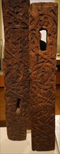 Zoomorphic carved Gothic doorpost from an Icelandic 13th-14th century church