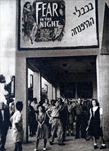 Israeli's watch the sky's during an Egyptian air raid on Tel Aviv, during Israel's War of Independence 1948