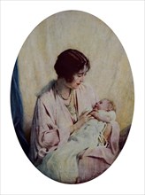 Portrait of the Queen Elizabeth Queen Mother with an infant Princess Elizabeth, later Queen Elizabeth II