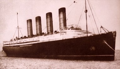 Photograph of the RMS Titanic on her maiden voyage, before the passenger liner sank in the North Atlantic Ocean