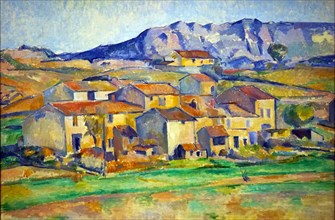 Painting titled 'Hamlet at Payannet, near Gardanne; by Paul Cézanne