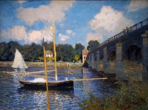 Painting titled 'The Bridge at Argenteuil' by Claude Monet