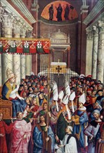 Painting titled 'The Coronation of Enea Silvio Piccolomini as Pope Pius II' by Pinturicchio