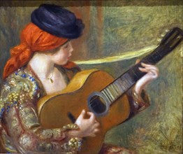 Painting titled 'Young Spanish Woman with a Guitar' by Pierre-Auguste Renoir