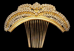Decorative hair comb made from gold metal from Italy