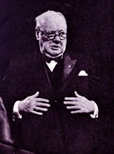 Photograph of Winston Churchill whilst inaugurating the congress of Europe