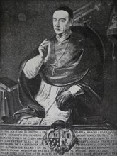 Engraved portrait of Bishop Don Manuel Rubin de Celis, who inaugurated the Chapel at the Papal Palace of Mercia in Spain in 1774