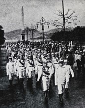 Photograph of Brazilian Naval Reserves on Parade in France during the First World War
