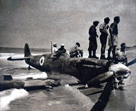 Photograph of the wreck of an Egyptian spitfire