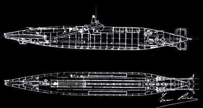 Plans for a submarine designed by Isaac Peral