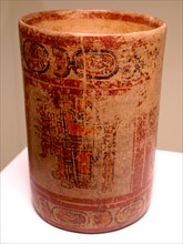 Ceramic cylindrical polychrome vessel from Honduras