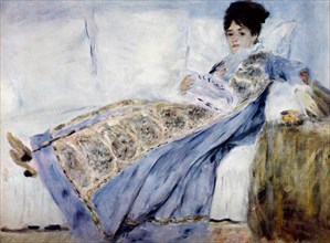 Painting titled 'Meditation, Madame Monet Sitting on a Sofa' by Claude Monet