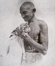1924 photograph of Mohandas Gandhi