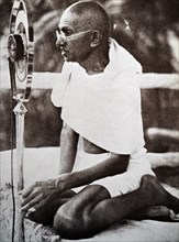 Mahatma Gandhi addresses a rally in Mumbai using a radio microphone, 1931