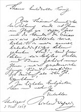 The first letter to King Ludwig II of Bavaria