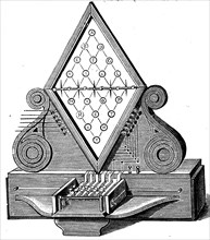 Illustration of the 'Cooke and Wheatstone Telegraph' an early electrical telegraph system created by William Fothergill Cooke