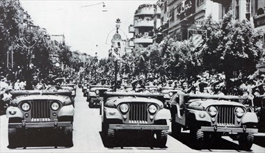 Israeli army parade in Jerusalem, circa 1955