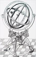 Engraving depicting Tycho Brahe's equatorial circle