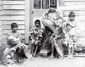 Photograph taken of natives of Tierra del Fuego, an archipelago at South America's southernmost tip