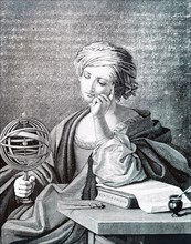 An allegorical figure representing Astronomy, shown holding an armillary sphere, by Camille Flammarion